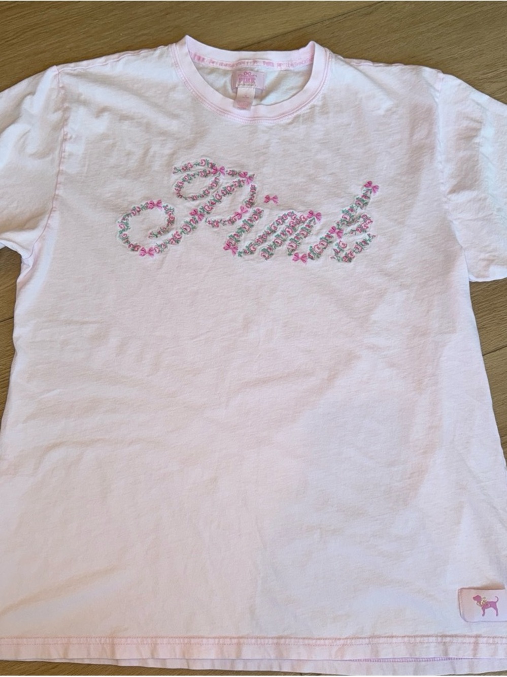 Love Shack Fancy Pink Floral 'Pink' Graphic Tee